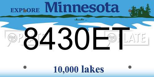 8430ET Minnesota License Plate