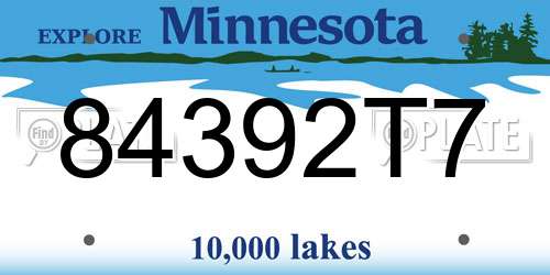 84392T7 Minnesota License Plate