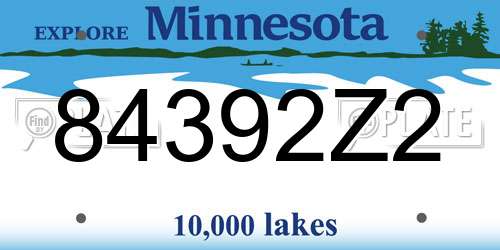 84392Z2 Minnesota License Plate