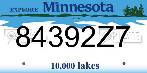 84392Z7 Minnesota License Plate