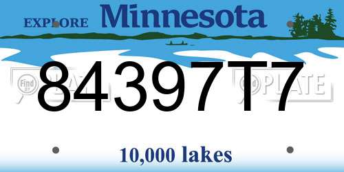 84397T7 Minnesota License Plate