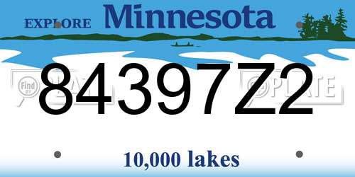 84397Z2 Minnesota License Plate