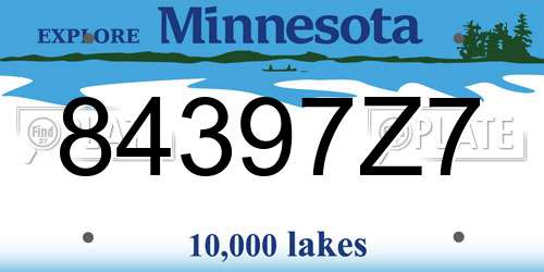 84397Z7 Minnesota License Plate