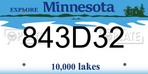 843D32 Minnesota License Plate