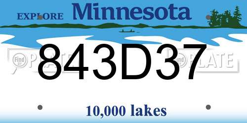 843D37 Minnesota License Plate