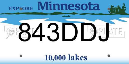 843DDJ Minnesota License Plate