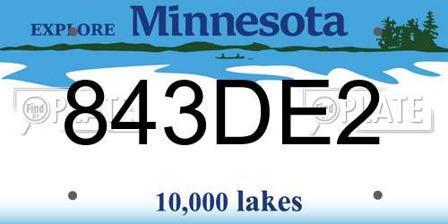 843DE2 Minnesota License Plate