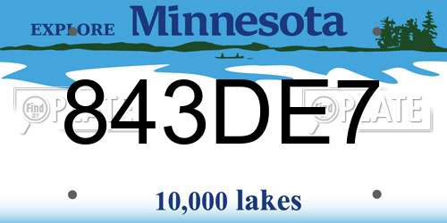843DE7 Minnesota License Plate