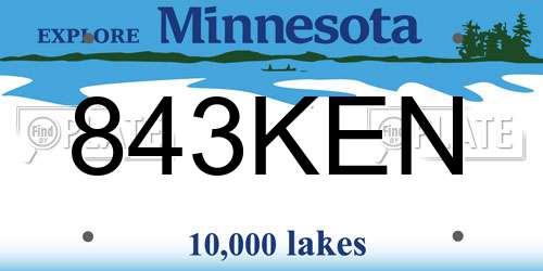 843KEN Minnesota License Plate