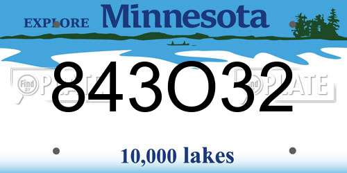 843O32 Minnesota License Plate