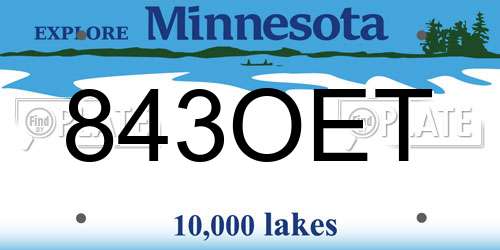 843OET Minnesota License Plate