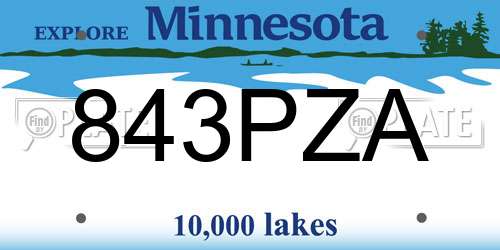 843PZA Minnesota License Plate