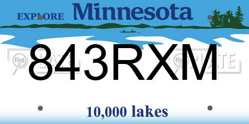 843RXM Minnesota License Plate
