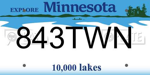843TWN Minnesota License Plate
