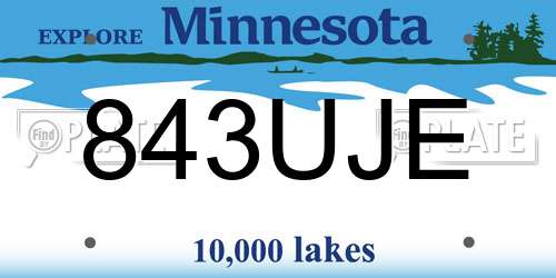 843UJE Minnesota License Plate