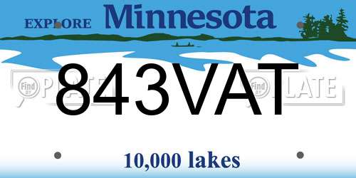 843VAT Minnesota License Plate