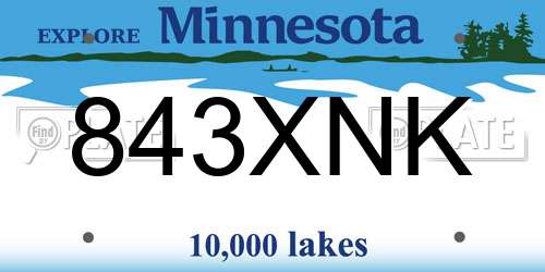 843XNK Minnesota License Plate