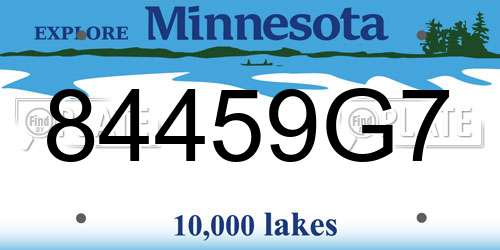 84459G7 Minnesota License Plate