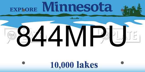 844MPU Minnesota License Plate