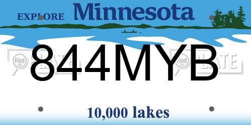 844MYB Minnesota License Plate