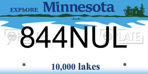 844NUL Minnesota License Plate