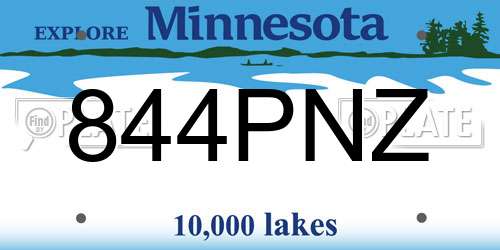 844PNZ Minnesota License Plate