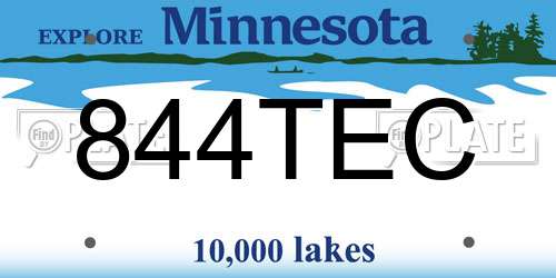 844TEC Minnesota License Plate
