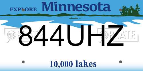 844UHZ Minnesota License Plate
