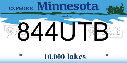 844UTB Minnesota License Plate