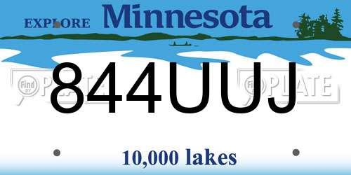 844UUJ Minnesota License Plate