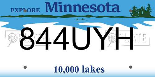 844UYH Minnesota License Plate
