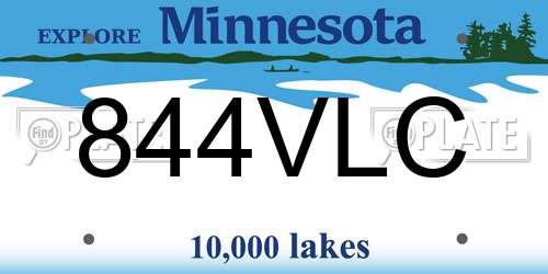 844VLC Minnesota License Plate