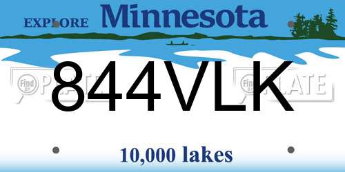 844VLK Minnesota License Plate
