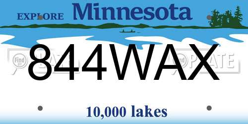 844WAX Minnesota License Plate