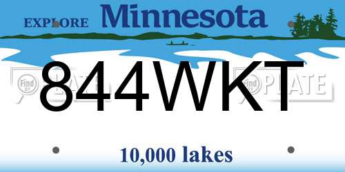844WKT Minnesota License Plate