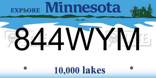 844WYM Minnesota License Plate