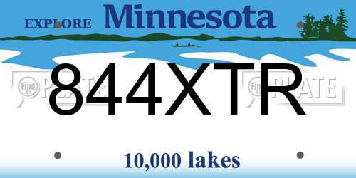 844XTR Minnesota License Plate