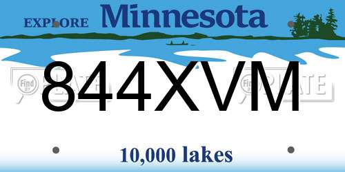 844XVM Minnesota License Plate