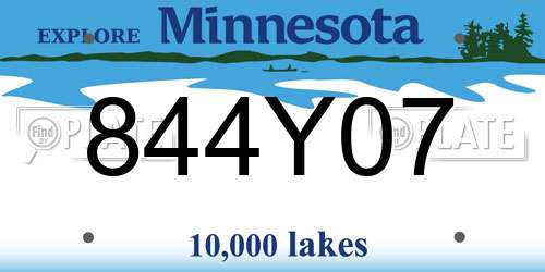844Y07 Minnesota License Plate