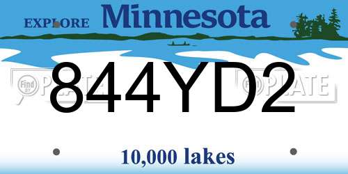 844YD2 Minnesota License Plate
