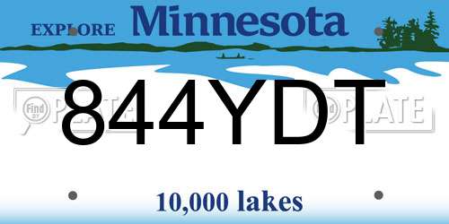 844YDT Minnesota License Plate
