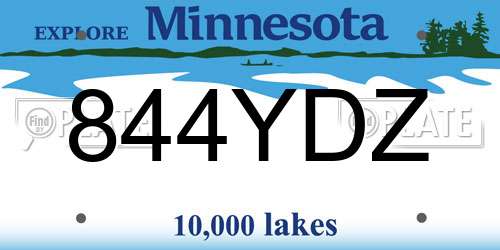 844YDZ Minnesota License Plate