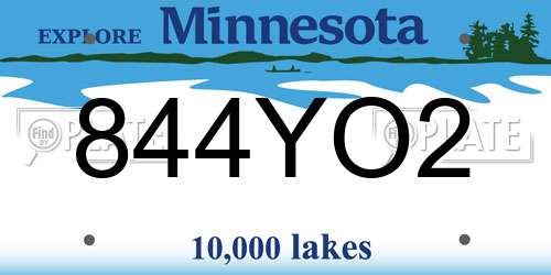 844YO2 Minnesota License Plate