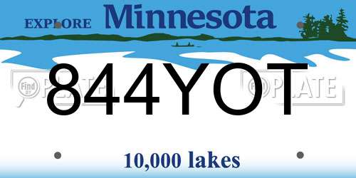844YOT Minnesota License Plate