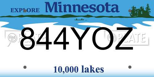 844YOZ Minnesota License Plate