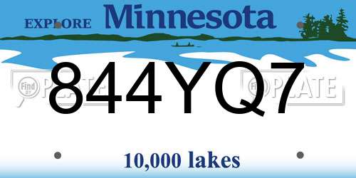 844YQ7 Minnesota License Plate