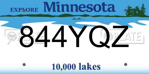 844YQZ Minnesota License Plate