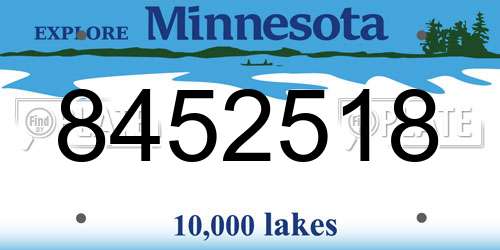 8452518 Minnesota License Plate