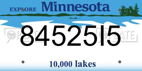 84525I5 Minnesota License Plate
