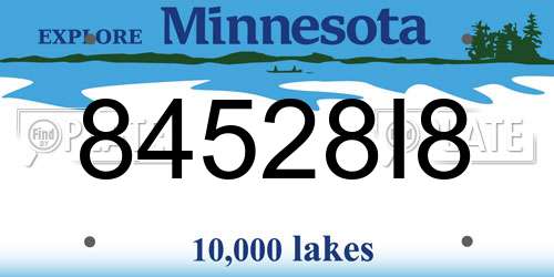 84528I8 Minnesota License Plate